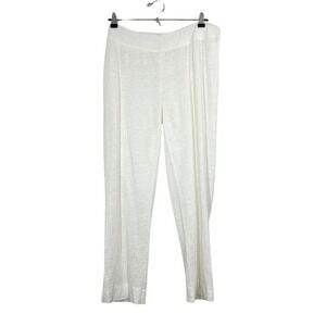 Eileen Fisher 100% Linen Pants Sz M White Pull On Wide Leg Minimalist Resort